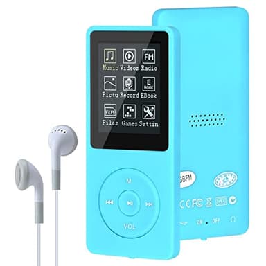 Lychee - Lettore MP3, lettore musicale digitale MP3/MP4, 8 GB, portatile, HiFi, senza perdite, con musica, video, registrazione vocale, radio FM, lettore e-book, supporta fino a 64 GB (azzurro)