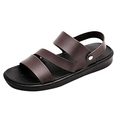 Sandali traspiranti da uomo, alla moda, antiscivolo, da spiaggia, estivi, aperti, casual, da uomo, per il tempo libero, marrone, 43 EU