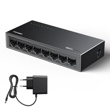 UGREEN Switch di Rete Ethernet 8 Porte Splitter Gigabit Lan Velocità 10/100/1000 Mbps, Regolazione Duplex, Plug and Play, Hub RJ45 per TV/Laptop/Router/Monitor