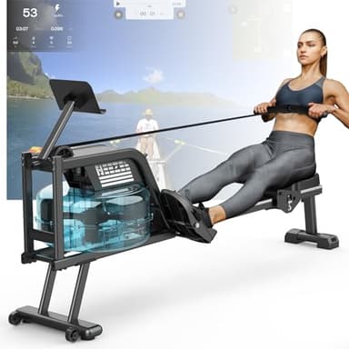 Neezee Vogatore, Vogatore Professionale per Casa con Binari in Acciaio Inox, Vogatore ad Acqua con Supporto per Tablet, Vogatore Resistente All'acqua e con Display LCD