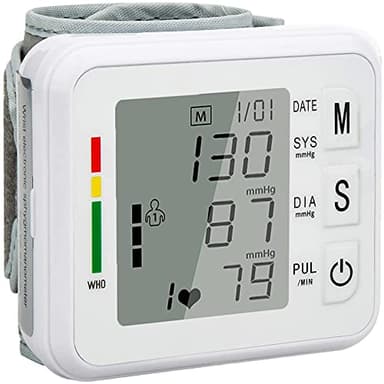Misuratore di Pressione Sanguigna da Polso,Misuratore Pressione Automatica Arteriosa e Battito Cardiaco,Misurare Sanguigna Pressione e Frequenza Cardiaca,Grande Schermo LCD e 2*99 Misurazioni Memoria