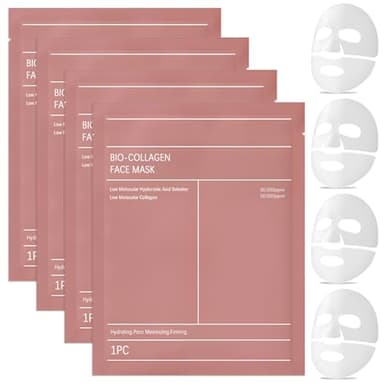 Maschera Collagene Viso 4 Pezzi, Maschere Viso Coreana Collagene Overnight, Bio Collagen Real Deep Mask, Coreana Skincare Maschere Viso Idratante Notte Donna Korean Face Mask, Affinamento dei Pori