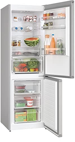 Bosch KGN367LDF Serie 4 Frigorifero combinato da libera installazione, NoFrost, VitaFresh XXL Tecnologia Inverter Intelligente, PerfectFit, Acciaio, 186x86 cm