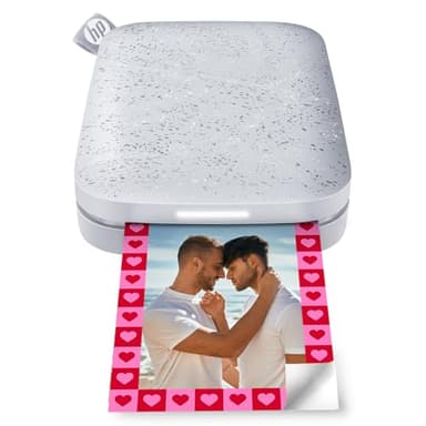 HP Sprocket 2x3" Stampante fotografica istantanea per smartphone- Portatile, wireless a colori- Foto adesive Zink- Stampa da dispositivi iOS e Android compatibili con Bluetooth e app divertente-Bianco