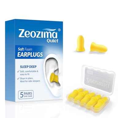 #1 Zeozima Tappi Orecchie Dormire-I migliori tappi per le orecchie in schiuma UK con cancellazione del rumore con protezione dell'udito NRR 36, 5 paia