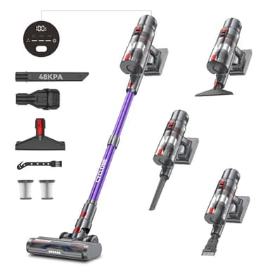 aujun J10 Aspirapolvere senza Fili, 48Kpa/580W/70Mins Scopa Elettrica senza Fili Potente, Smart Display, Ultra Silenzioso, Anti-Avvolgimento per Peli Animali/Pavimento/Tappeti