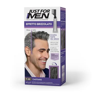 Just For Men Touch Of Gray, Trattamento Colorante Graduale Per Capelli Grigi Uomo, Per Un Look Brizzolato Naturale, Colore Castano, T45