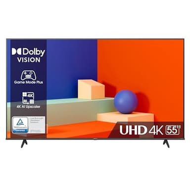 Hisense 55" UHD 4K 2023 55E63KT, Smart TV VIDAA U6, Dolby Vision, HDR 10+, Game Mode Plus, Alexa Built-in, Tuner DVB-T2/S2 HEVC 10, lativù 4K