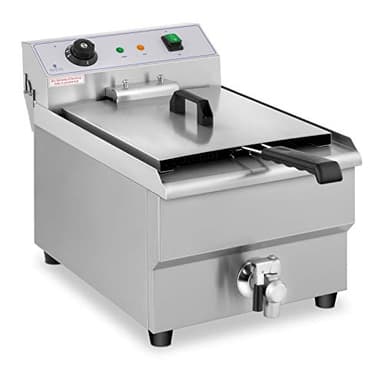 Royal Catering Friggitrice Elettrica con Rubinetto di Scarico RCEF 16EB (16 L, 230 V, 3500 W, Acciaio Inox, Plastica)