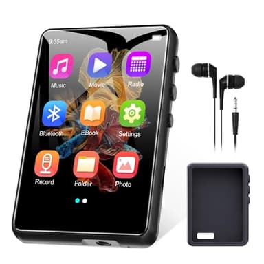 64GB Lettore MP3 Bluetooth 5.3 da con Touchscreen da 2,4 Pollici, Lettore MP3 Portatile con Altoparlanti, Capacità di Registrazione, Radio FM Espandibile fino a 128 G (Space Black)