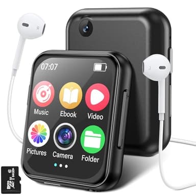 64GB Lettore MP3 Bluetooth 5.4 con 720P HD Telecamera, Lettore Musicale Touchscreen IPS da 2,0 Pollici, Altoparlante HD Integrato, Suono HiFi, Radio FM, ecc. Espandibile Fino a 256GB