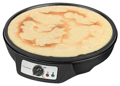 Bestron crepiera elettrica, Macchina per crêpes dal design retrò, per crêpes con Ø 30 cm, incl. spargitore di pastella e giratorta, con rivestimento antiaderente, 1000 watt, colore: Nero