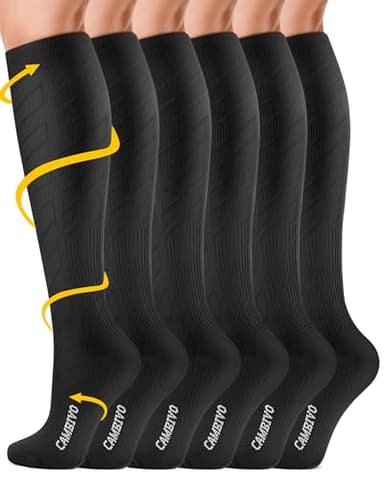CAMBIVO Calze Compressione Graduata Donna Uomo 3 Paia, Calze a Compressione Graduata 20-30mmHg, Calze Antitrombo Elastiche a Compressione, Gambaletti Calzini per Sportive, Vene Varicose, Aereo, Corsa