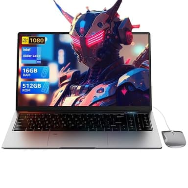 PINSTONE 15,6" Computer portatile - 16 GB di RAM 512 GB SSD, PC portatile Quad Core N95, Supporto per laptop Touch ID, WiFi, BT4.2, retroilluminazione della tastiera, adatto per studenti/aziende