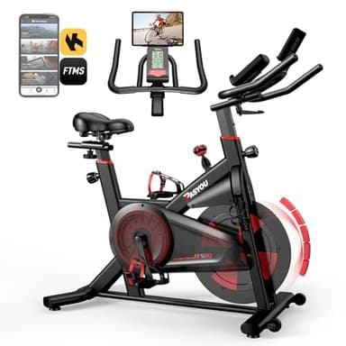 PASYOU Cyclette Da Casa Resistenza Magnetica Cyclette Per Casa - Schermo Lcd, Silenzioso Cyclette Da Camera- Supporta Fino a 150 KG/330 LB - Bici Da Spinning -S80
