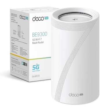 TP-Link Deco BE65-5G Router 5G WiFi 7, Wi-Fi Mesh Ultraveloce Tri-Band fino a 9214Mbps, 3 Porte 2.5Gbps, Connetti fino a 200 Dispositivi, Banda 6GHz, Multi-Link Operation, Canali 320MHz, Plug & Play