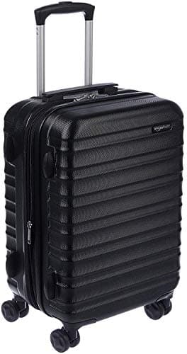 Amazon Basics Valigia da Cabina Rigida Espandibile, Trolley Bagaglio a Mano in ABS, con 4 Ruote Girevoli, 55 cm, Nero