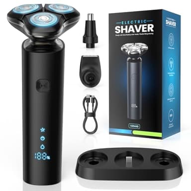 ETROBOT Rasoio Elettrico Barba, 3 in 1 Rasoio Capelli Uomo, Wet & Dry, Regolabarba Da Uomo Ricaricabili Impermeabile IPX7 Cordless con Rasoio Testa Magnetiche & Ricarica USB-C