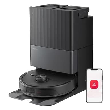 roborock Qrevo Master Robot Aspirapolvere con Funzione Mopping&Mop Sollevabile, Design FlexiArm, Potenza di Aspirazione HyperForce® di 10.000 Pa, Assistente Vocale Intelligente “Hello Rocky”(Nero)