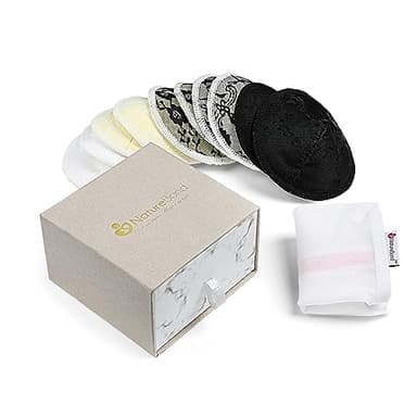 NatureBond Coppette Assorbilatte Lavabili in Bambù (10pcs) Pizzo Copri Capezzoli per Allattamento al Seno per Maternità, con Sacco della Biancheria e Borsa da Viaggio