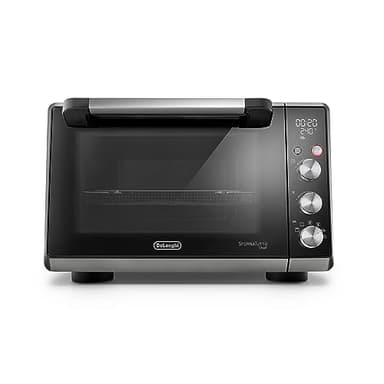 De'Longhi Sfornatutto Chef DO34326, Forno Elettrico Ventilato, 6 Funzioni Cottura, Funzione Friggitrice ad Aria, Display LCD, Timer 120', Leccarda, Griglia e Cestino Inclusi, Capacità 34L, 2000W, Nero