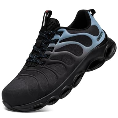 LARNMERN Scarpe Antinfortunistiche Uomo Leggere Scarpe Antinfortunistica Comodo Moda con Punta in Acciaio Traspiranti Scarpe da Lavoro Ammortizzazione(Blu Fumo,37 EU)