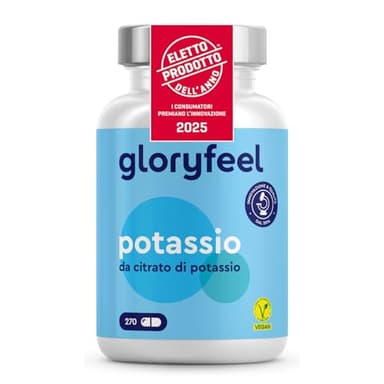 Potassio Integratore, 270 Capsule, Vegano, 800mg Citrato di Potassio Puro, Scorta 4 Mesi, Integratore Potassio per Supporto Muscoli Nervi e Pressione Sanguigna, Senza Additivi, 100% Vegan