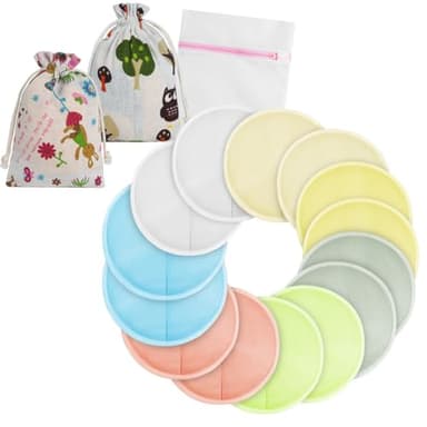 Aolso 14 coppette assorbilatte lavabili, in bambù biologico, riutilizzabili, altamente assorbenti, per allattamento, per mamme che allattano (a forma di ciotola)