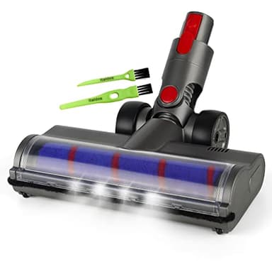 Italdos Spazzola Motorizzata Elettrica Turbo compatibile per Dyson V7 V8 V10 V11 V15 Spazzola con Rullo Morbido per Parquet Piastrelle con Luce LED Ruote Grande Aspirazione Forte - Rullo Morbido