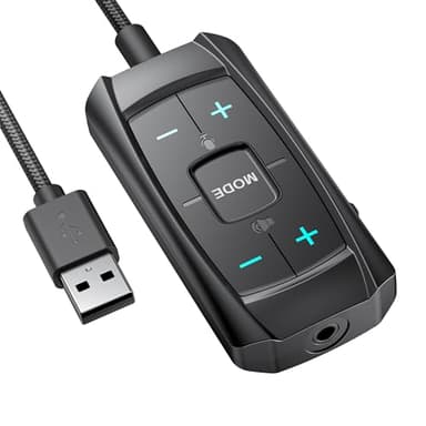 Inwa Scheda Audio Bluetooth Esterna, Audio Surround 7.1, Audio Simultaneo Bluetooth e USB in Cuffie Cablate, Adattatore Aux a USB per PS4/5, PC, Switch, Disattivazione Audio con un Clic