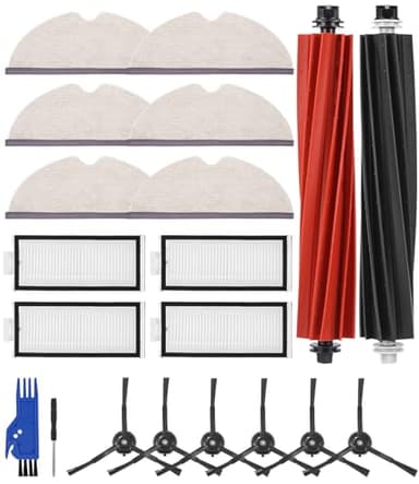 SOBEAU Kit Accessori per Roborock Q5 Pro/Q5 Pro+/Q8 Max/Q8 Max+ Aspirapolvere, Ricambi-2 Spazzole Principali, 4 Filtri HEPA, 6 Panni Mop, 6 Spazzole Laterali