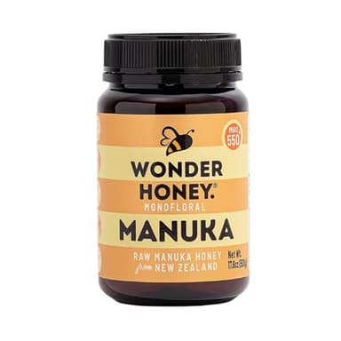 Wonder Honey Miele di Manuka Grezzo Certificato MGO 550+ (15+) Non pastorizzato, Tracciabile, Non OGM, Senza pesticidi, Confezionato in Nuova Zelanda, Vaso PET BPA free | 500g