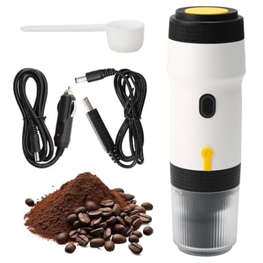 Nicoone Macchina da caffè per auto espresso 12 V, macchina da caffè portatile, macchina da caffè da campeggio, compatibile con capsule NES e capsule DG e caffè macinato, per campeggio, escursionismo,