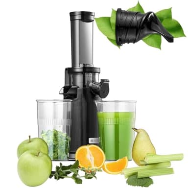 Estrattore frutta e verdura AOBOSI-Mini estrattore con funzione di masticazione inversa -estrattore di succo con spazzola e 2 tazze -150W estrattore a freddo - Spremiagrumi elettrico-Nero.