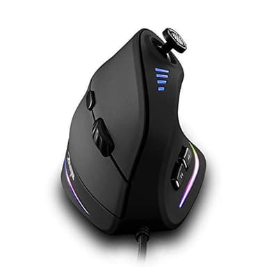 zelotes Mouse Gaming Verticale con Joystick,10000 DPI,11 Pulsanti Programmabili, Design Ergonomico,RGB,Mouse Ottico con Filo USB per PC,Laptop,Mac,Nero