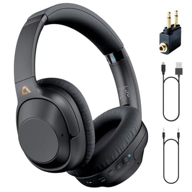 YMOO Cuffie Over Ear Bluetooth 5.2 Attiva Cancellazione Rumore per Aereo, Cuffie Wireless Audio HD di Qualità, 75 ore Lavoro, 10m Distanza Lavoro Delle Cuffie Pieghevoli per TV/PC/Tablet