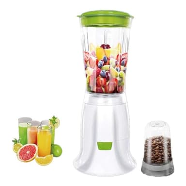 2 in 1 Frullatore con Maccinacaffe Capacità 400mL 170W con Lame in Acciaio Inox, Base Antiscivolo, Frullatore da Tavolo Cucina (Verde)