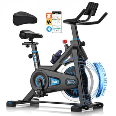 Cyclette da Casa, DMASUN Cyclette per Casa con APP, Potente Resistenza Magnetica Cyclette con Comodo Cuscino, Movimento silenzioso, Cyclette Portante da 160 kg （Include Coprisella Cyclette）