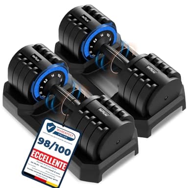 DH FitLife Manubri regolabili da 3 a 25 kg con base di parcheggio, set di manubri con piastre di peso, pesi variabili