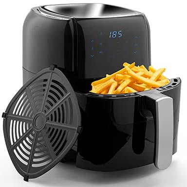 AMC Friggitrice ad aria calda touchscreen da 5,5 lt cestello grande timer e termostato, Friggitrice senza olio, fornetto elettrico da 1400W con 7 metodi di cottura, Air fryer temperatura impostabile
