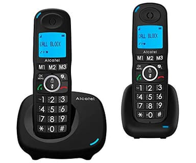 Alcatel XL535 Duo Telefono Cordless DECT per Anziani 2 Portatili, Grandi Tasti e Ampio Display Retroilluminato, Blocco Chiamate Indesiderate, Vivavoce, 3 Tasti di Memoria Diretta