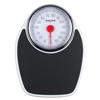 Salter 195 WHKR Bilancia pesapersone meccanica con ago, Doctor's Style, design retrò, con quadrante analogico di facile lettura, senza batteria, capacità 150 kg, pesa solo in kg, nero/bianco
