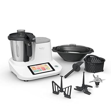 Moulinex HF506111 Click & Cook Robot da Cucina Multifunzione, 1400 W, 3.6L, da 30 a 120 °C, Schermo Touch, 32 Funzioni, 10 Programmi Automatici, Modalità Manuale, con 600 Ricette