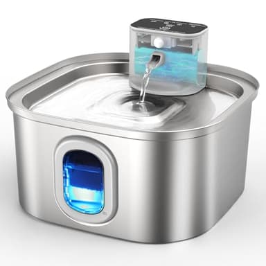 Papettly Fontanella per Gatti senza Fili - Fontana per Gatti Acciaio con Sensore di Movimento 3.2L, 4000mAh Ricaricabile Fontanella Gatto a Batteria, Dispenser Acqua Gatti Silenziosa con 2 Kit Filtri