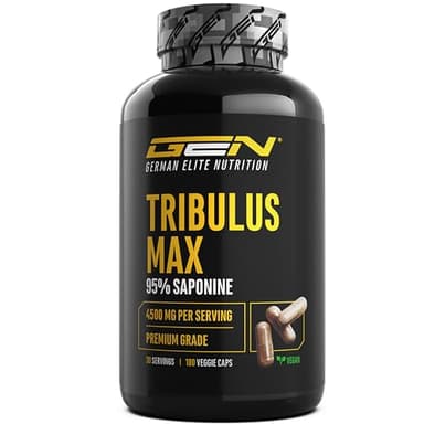 Tribolo Max - 180 Capsule - Dosaggio elevato con 4500 mg per dose giornaliera - Premium: 95% di saponine - Estratto puro di Tribulus Terrestris 10:1 - Vegano