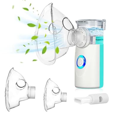 BIAOQINBO Aerosol Portatile Silenzioso per Adulti e Bambini, Macchina Aerosol con 2 Maschere E Boccaglio-Inalazione Ultrasuoni Nebulizzatore Aerosol per uso Domestico e in Viaggio (Verde)