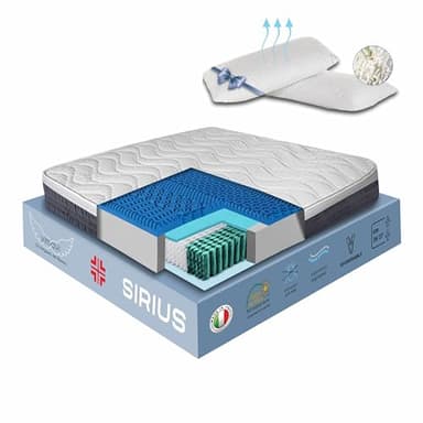 vimavì Materasso Matrimoniale Molle Insacchettate e Memory Foam BluGel 160x200 - H26/27 cm - Disp. Medico - Sfoderabile e Anallergico - Coppia Cuscini Omaggio - Termoregolante - Made in Italy - SIRIUS