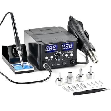 CREWORKS 750W Stazione Saldante Dgitale SMD 2 in 1 Stazione di Saldatura con Schermi a LED Alimentazione Eettrica Saldatura ad Aria Calda Kit di Strumenti Stabilità della Temperatura