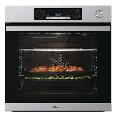 Hisense O66226AXS, Forno Multifunzione Termoventilato con Generatore di Vapore, Cavità XXL 77L, Pulizia Acqua Cleaning, 13 Funzioni di Cottura, Cottura Combinata a Vapore, Funzione Pizza 300 °C