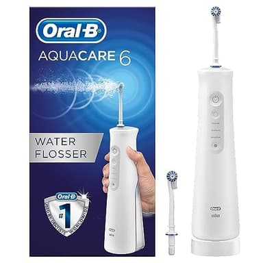 Oral-B Aquacare 6 Pro-Expert Water Flosser, rimozione della placca per denti con tecnologia Oxyjet, irrigatore orale con 6 modalità di pulizia, spina UK a 2 pin